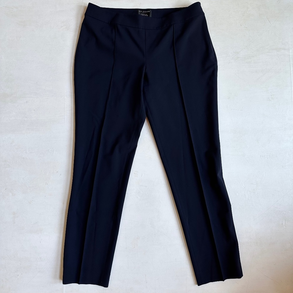St. John Navy Blue Side Zip Pants
